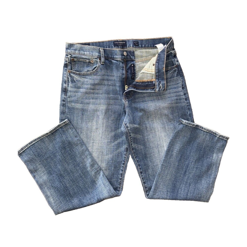 Lucky Brand 181 Relaxed Straight Blue Stretch Denim Jeans Mens W34 L30 Classic